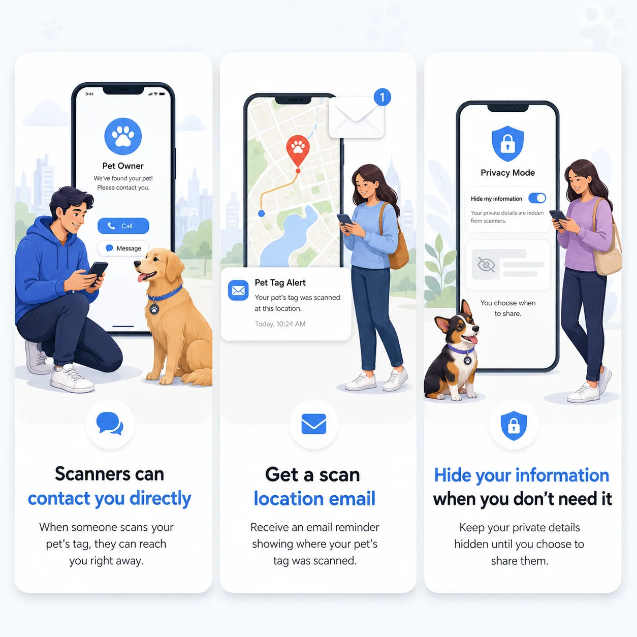 Katthalsband med AirTag-hållare, QR-bricka och reflexdetaljer