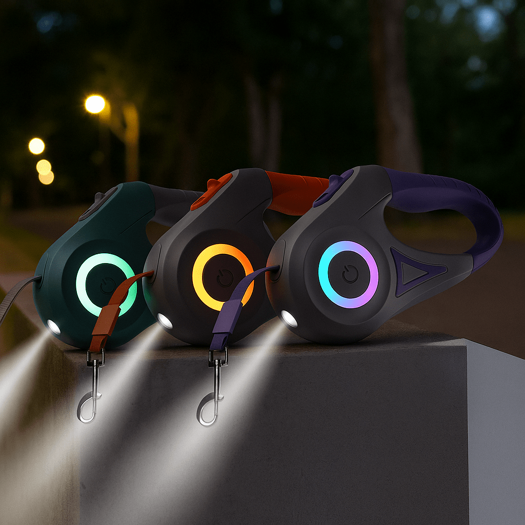 Automatisk LED-Hundkoppel med Ficklampa 5 m
