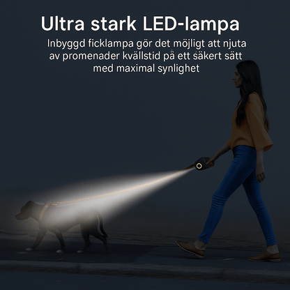 Automatisk LED-Hundkoppel med Ficklampa 5 m