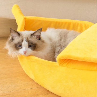 Bananformad kattbädd