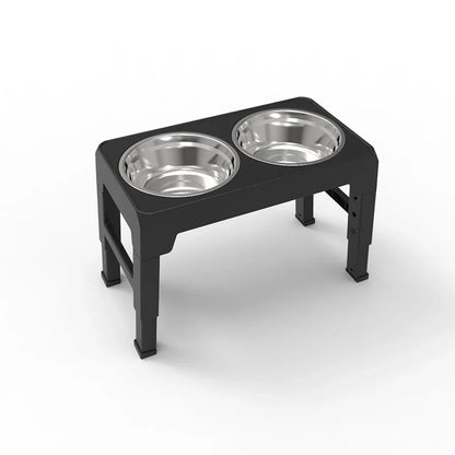 Höj- och Sänkbar Matbar med Rostfria Skålar för Hund