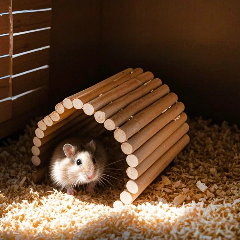 Böjbar träbro för hamster och smådjur
