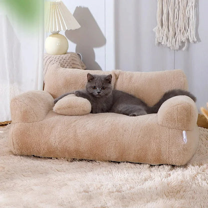 Mjuk kattsoffa i plysch