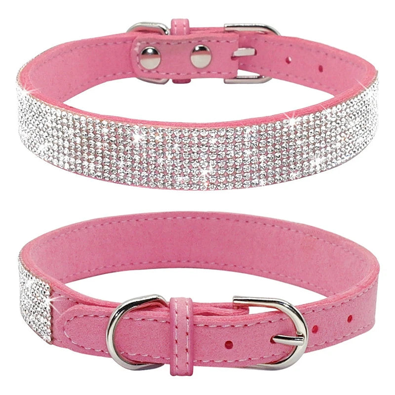 Glittrigt Hundhalsband med Strass – Justerbart Halsband för Små Hundar
